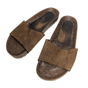 Matisse Paradise Slide Sandal in Tobacco Brown Suede Leather Size 6 Slip On Boho